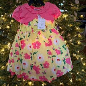 New Yellow and pink spring dress for girls size 18m